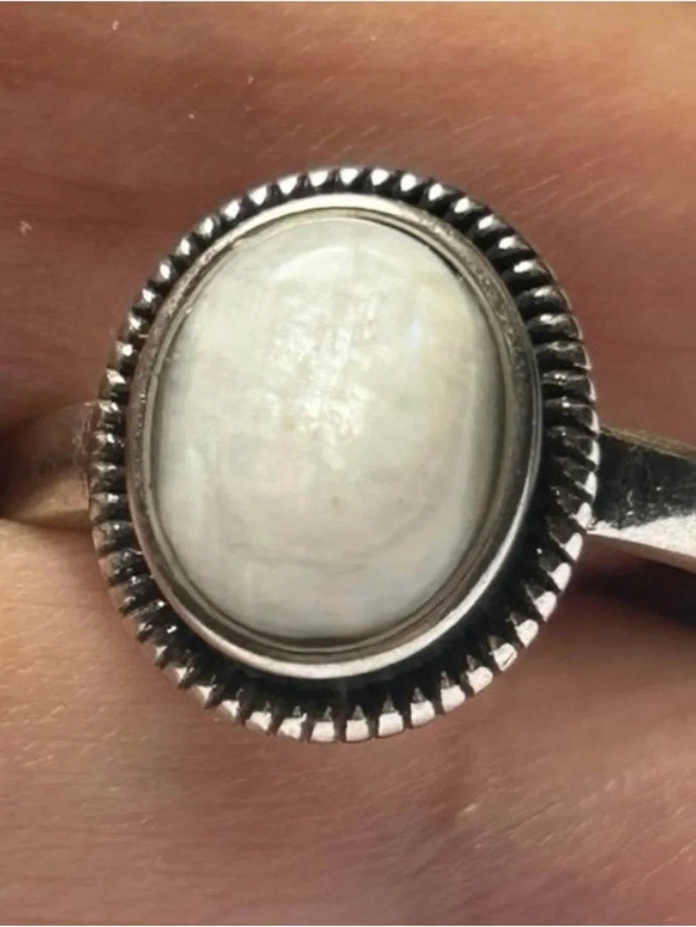Sterling Silver S925 White Milky Moonstone Oval Ring Size 8 New S 925 jewelry